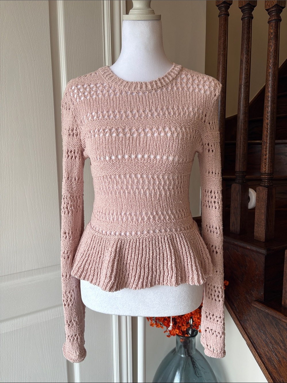 H&M Pink Knit Peplum Sweater